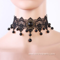 Black Lace Bead Choker Simple Gothic Collar Necklace